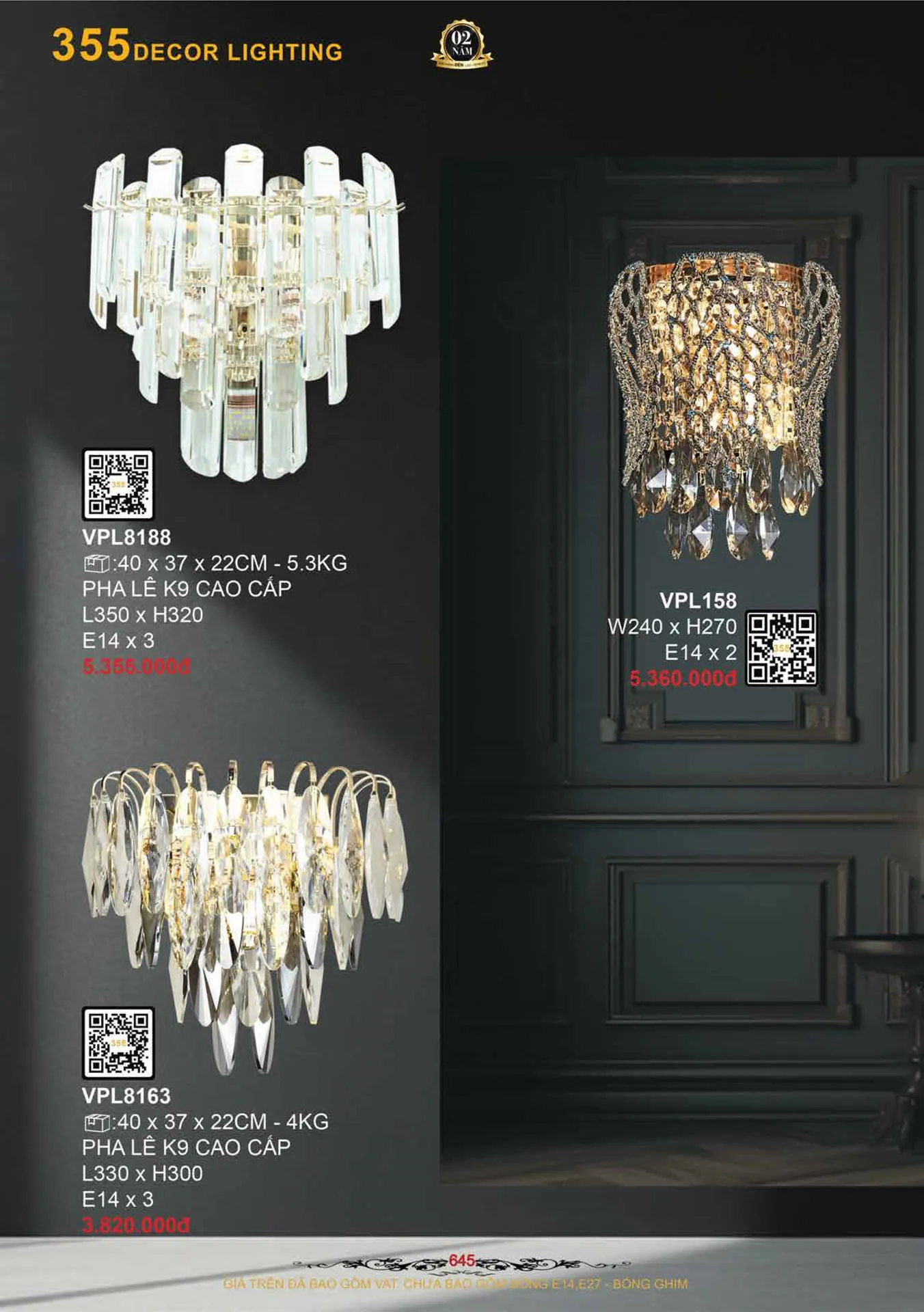 Catalogue Đèn Trang Trí 355 Decor 2026 - Trang 646)