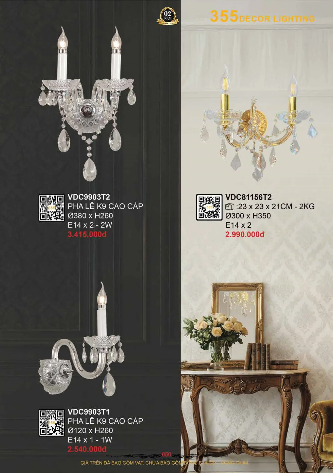 Catalogue Đèn Trang Trí 355 Decor 2026 - Trang 651)