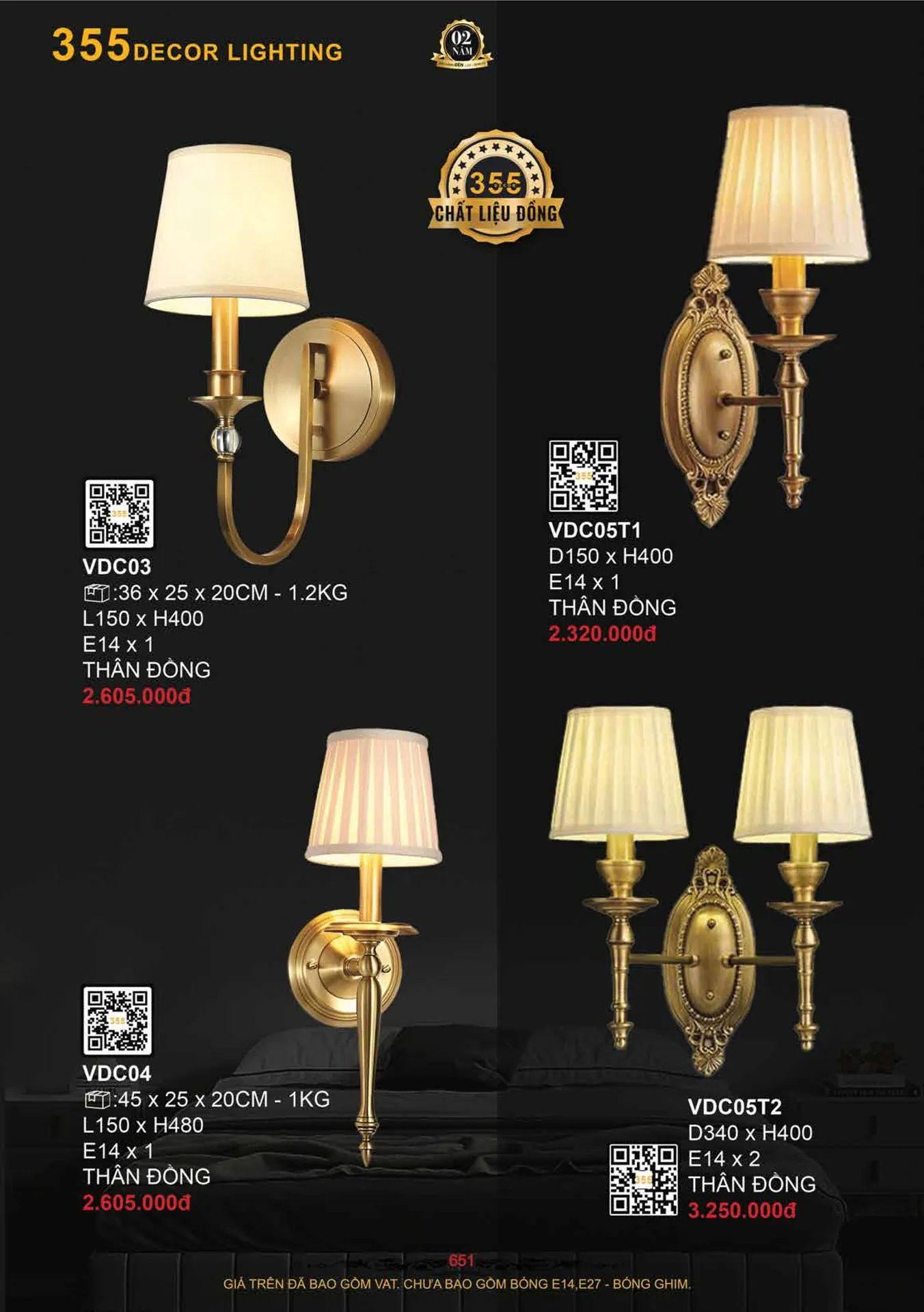Catalogue Đèn Trang Trí 355 Decor 2026 - Trang 652)