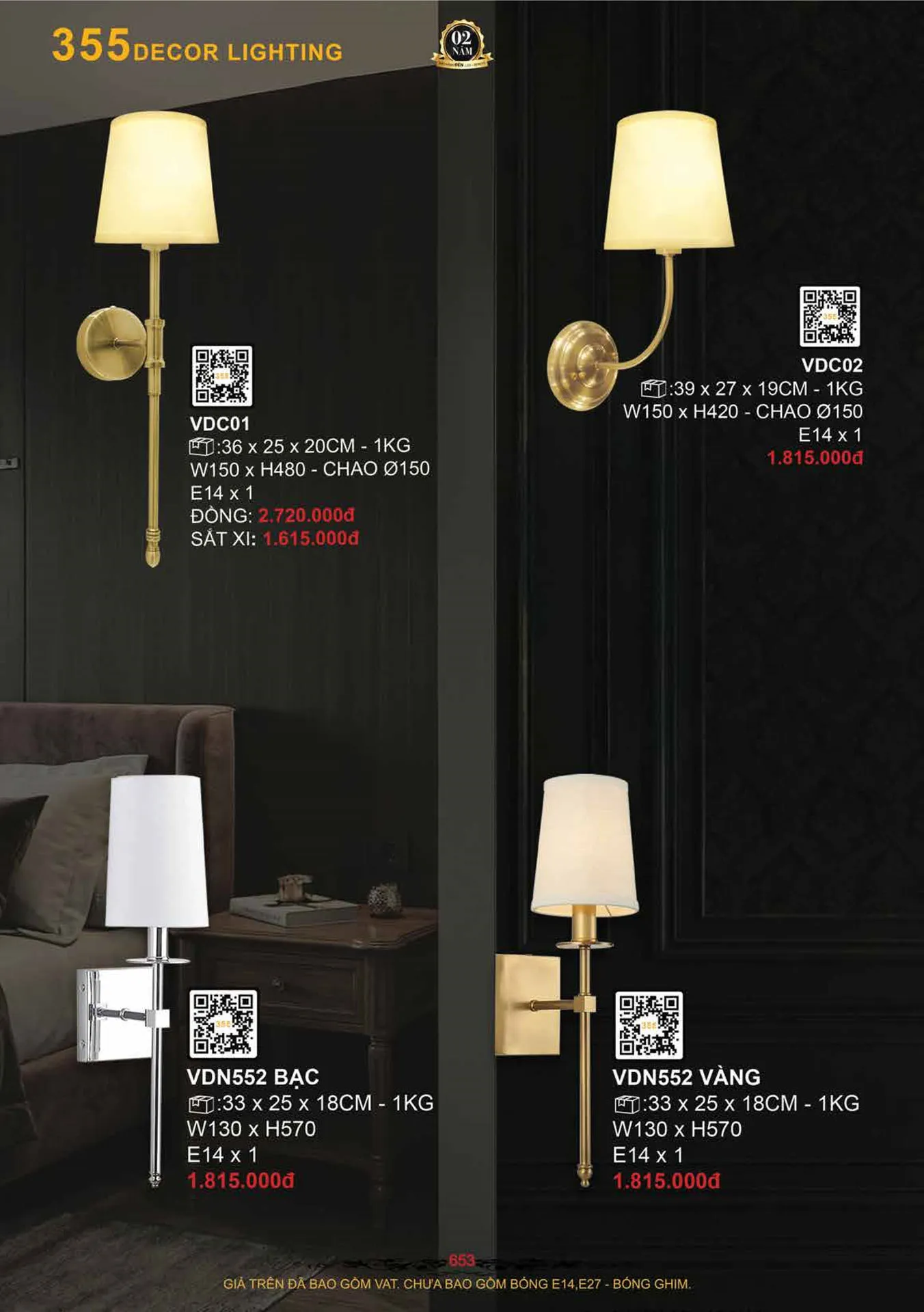 Catalogue Đèn Trang Trí 355 Decor 2026 - Trang 654)