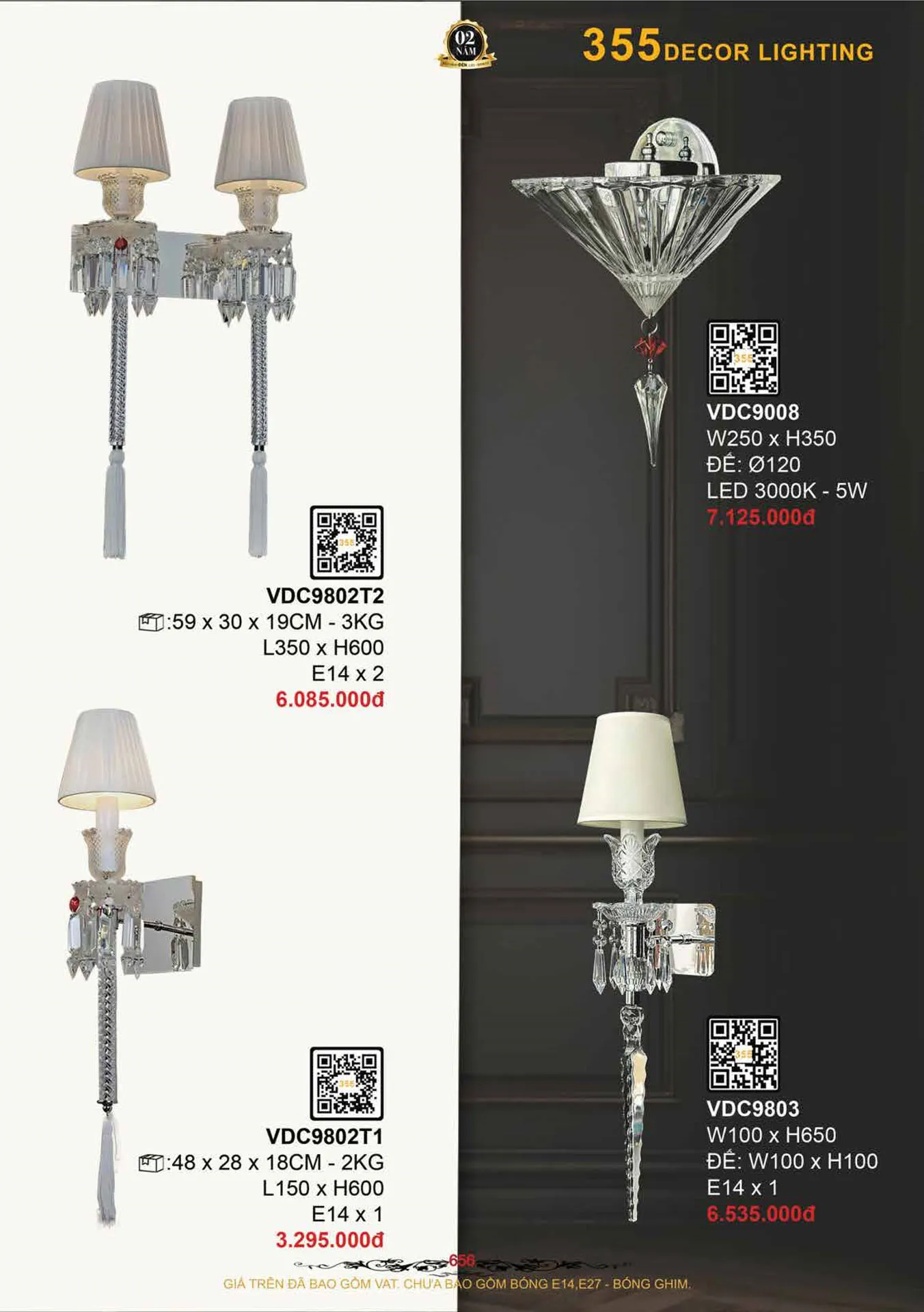 Catalogue Đèn Trang Trí 355 Decor 2026 - Trang 657)