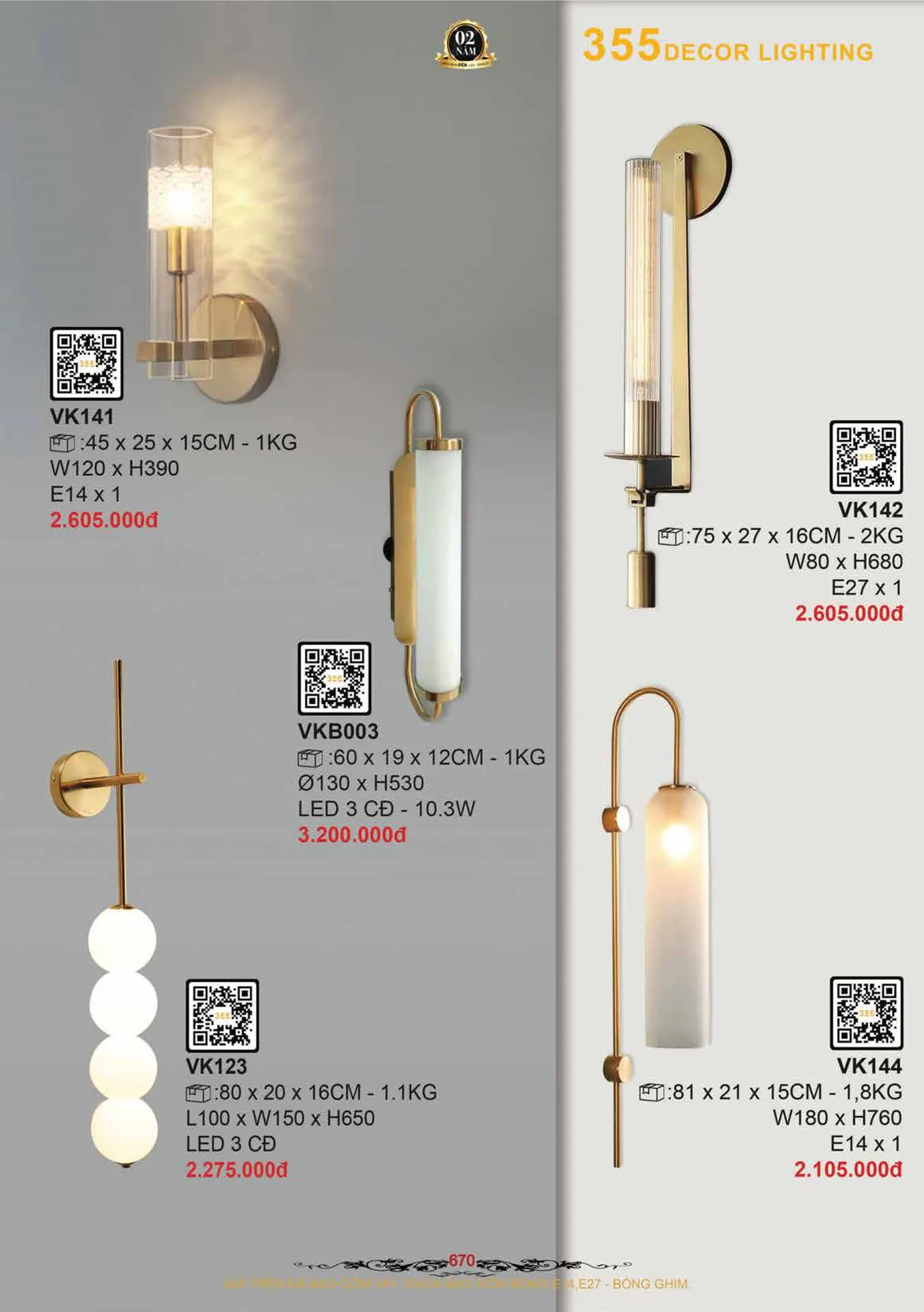 Catalogue Đèn Trang Trí 355 Decor 2026 - Trang 671)