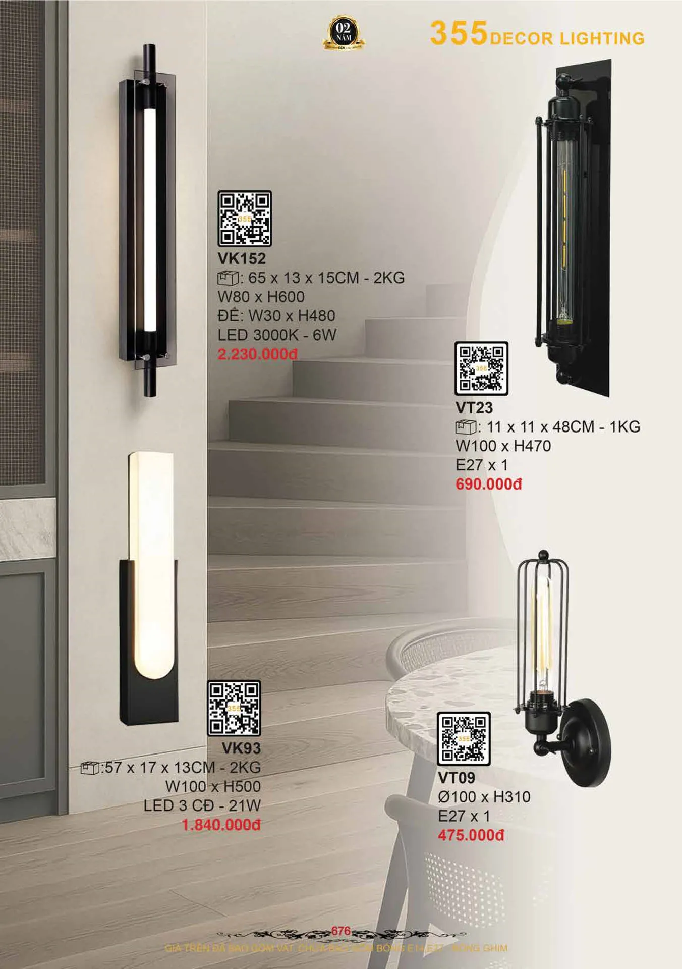Catalogue Đèn Trang Trí 355 Decor 2026 - Trang 677)