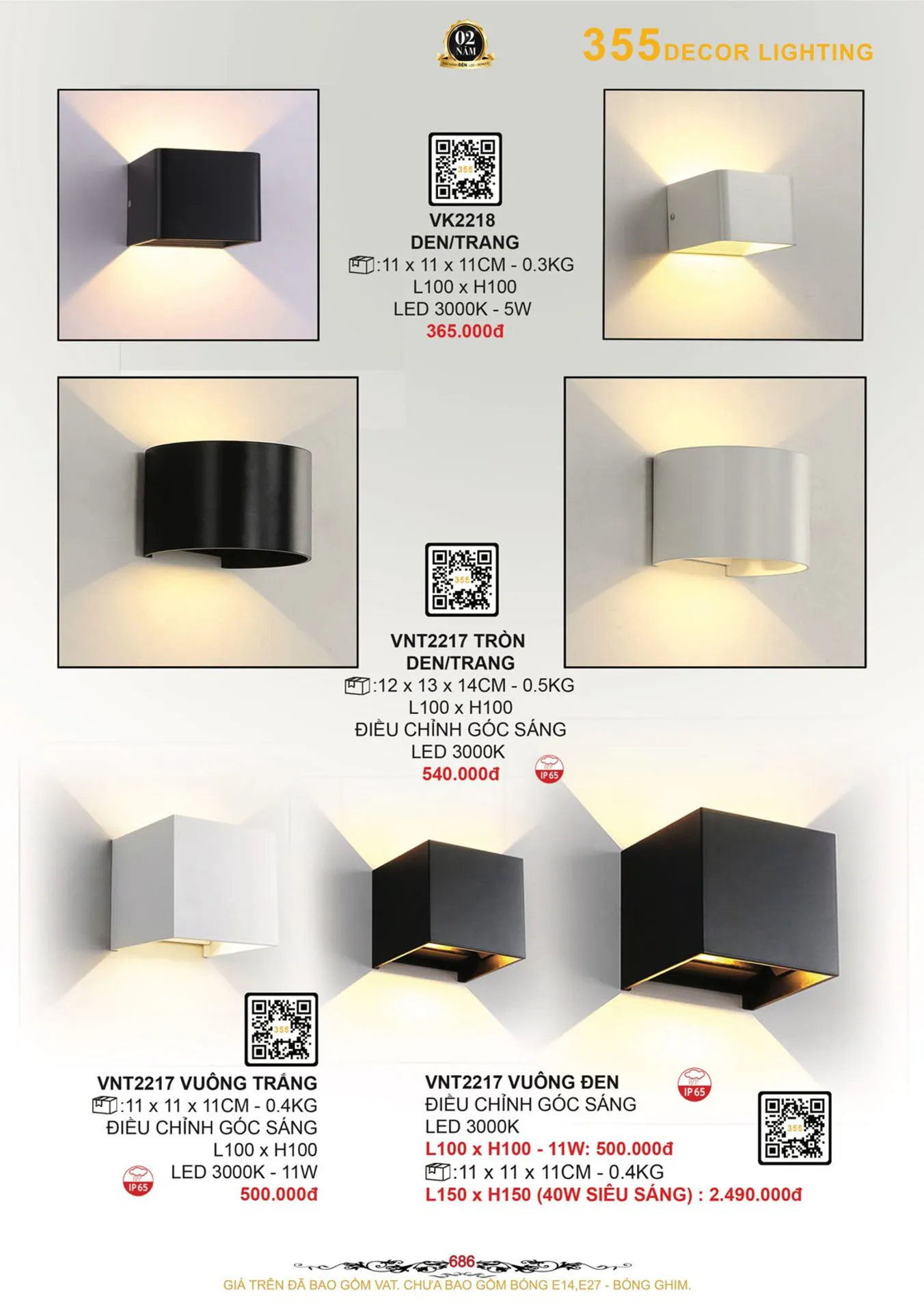 Catalogue Đèn Trang Trí 355 Decor 2026 - Trang 687)