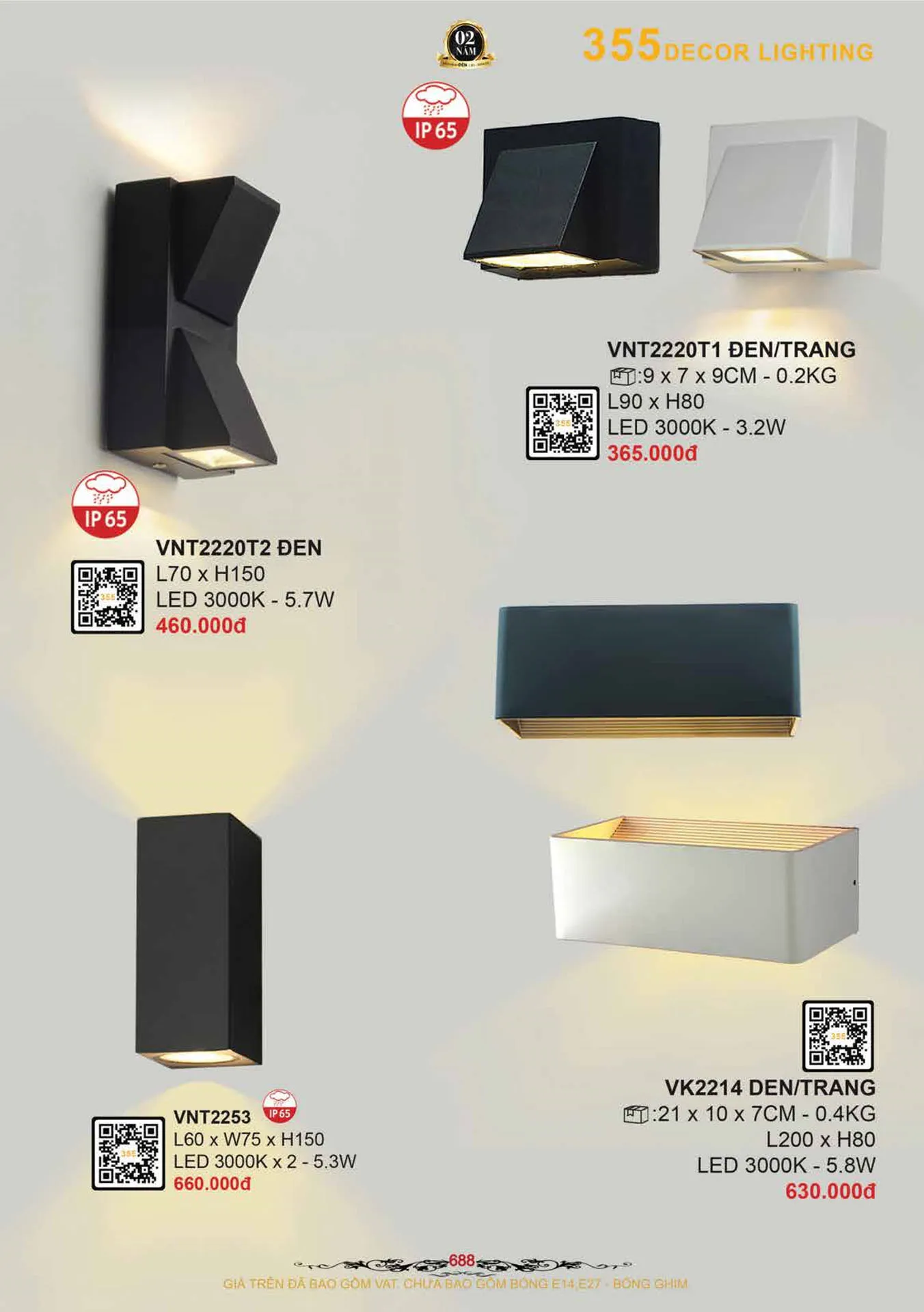 Catalogue Đèn Trang Trí 355 Decor 2026 - Trang 689)