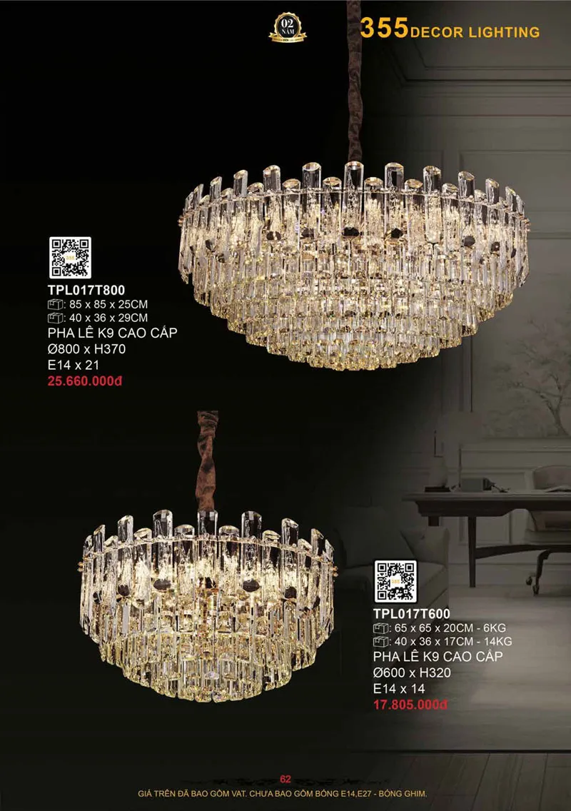 Catalogue Đèn Trang Trí 355 Decor 2026 - Trang 63)