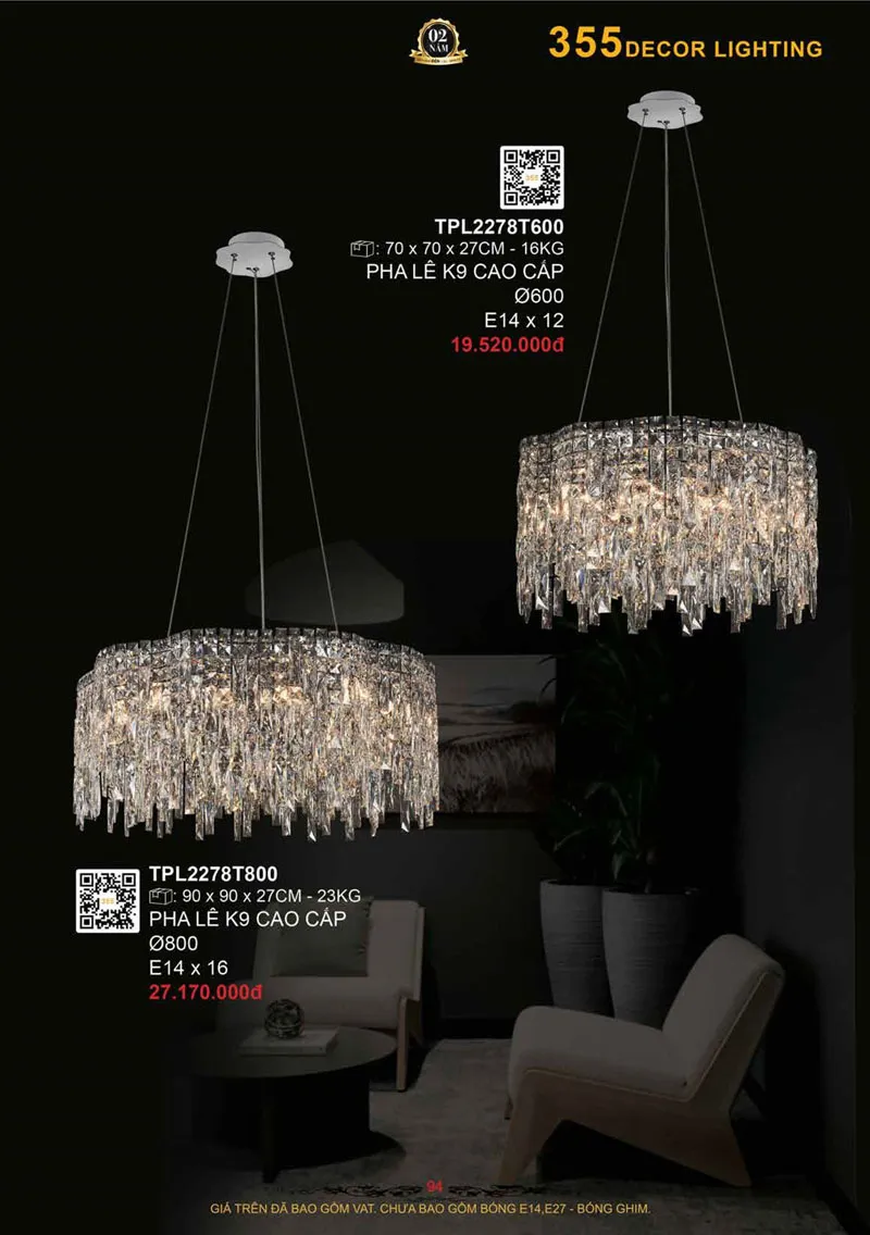 Catalogue Đèn Trang Trí 355 Decor 2026 - Trang 95)