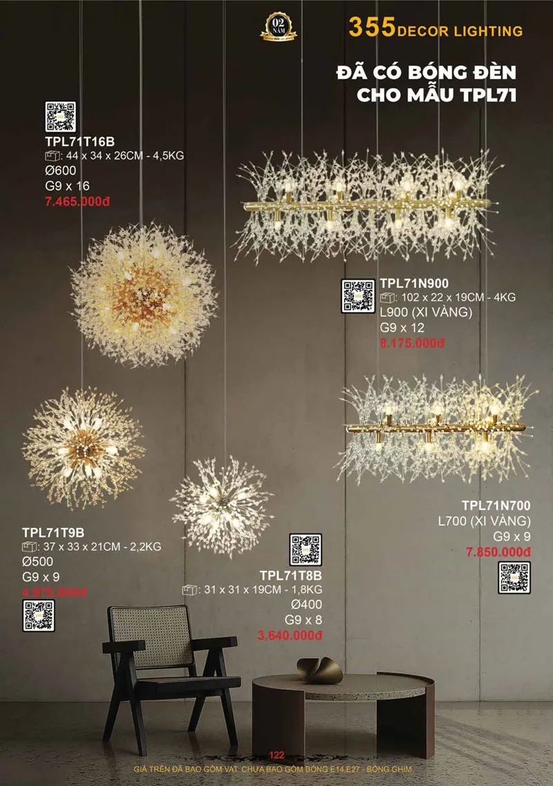 Catalogue Đèn Trang Trí 355 Decor 2026 - Trang 123)