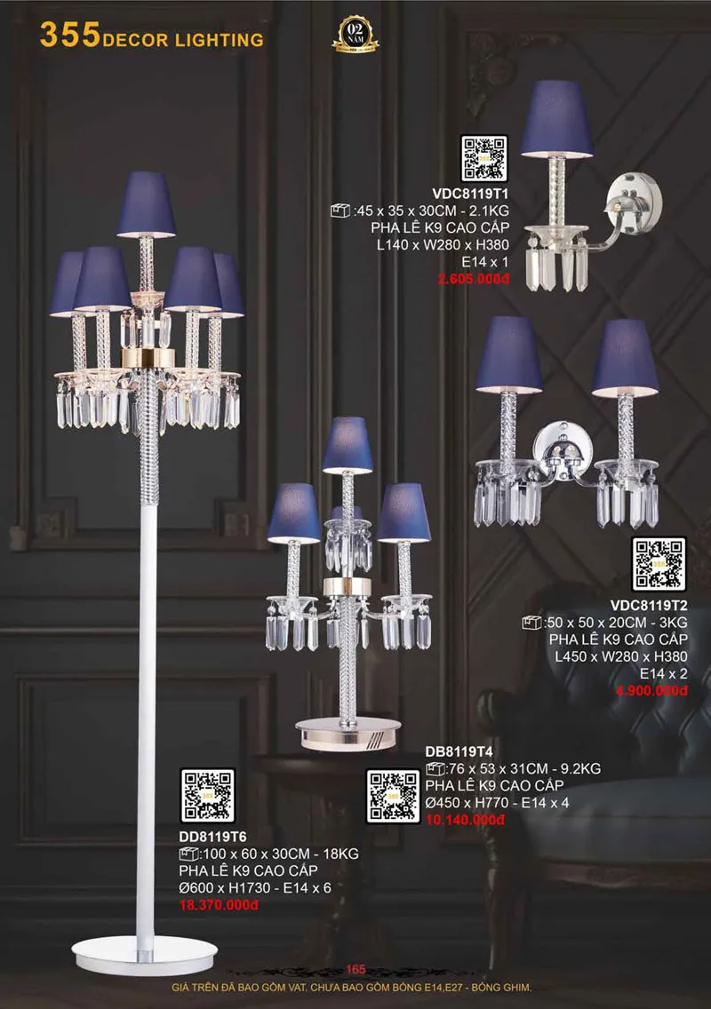 Catalogue Đèn Trang Trí 355 Decor 2026 - Trang 166)