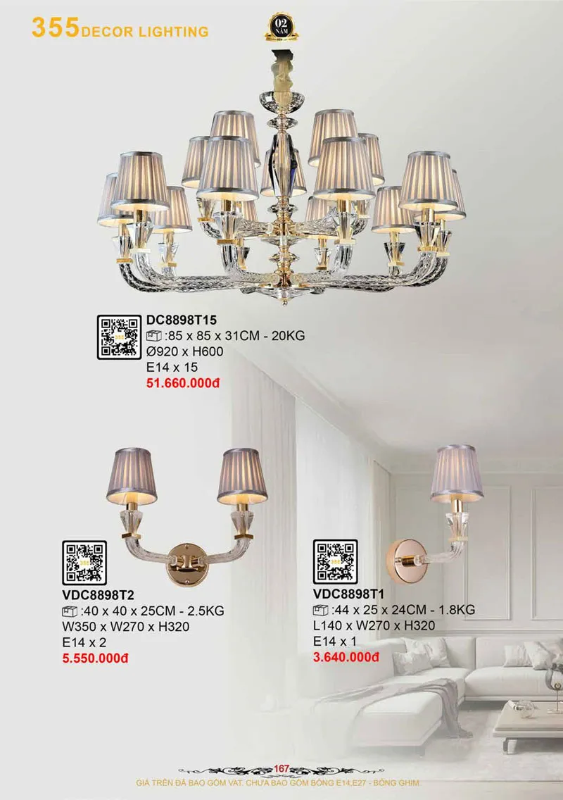 Catalogue Đèn Trang Trí 355 Decor 2026 - Trang 168)
