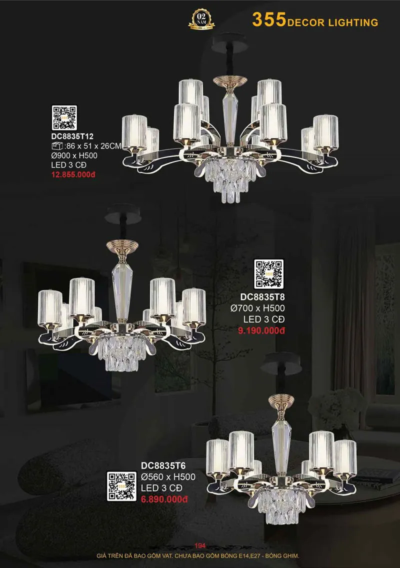Catalogue Đèn Trang Trí 355 Decor 2026 - Trang 195)