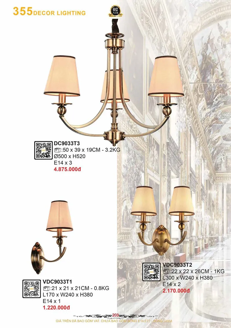 Catalogue Đèn Trang Trí 355 Decor 2026 - Trang 204)