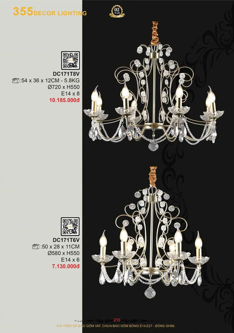 Catalogue Đèn Trang Trí 355 Decor 2026 - Trang 214)