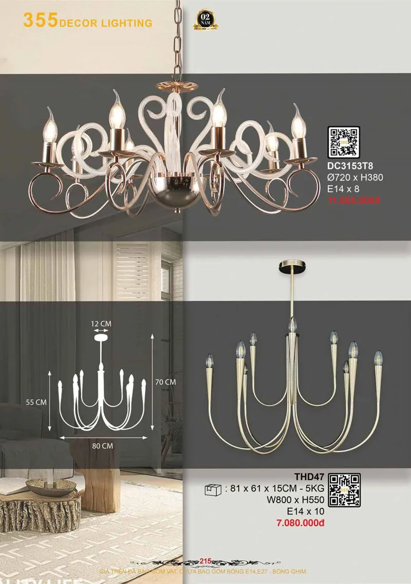 Catalogue Đèn Trang Trí 355 Decor 2026 - Trang 216)
