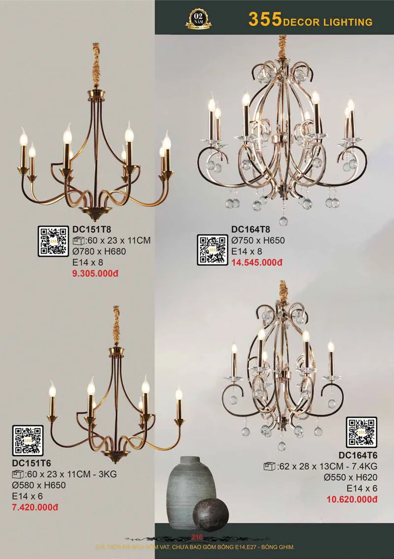 Catalogue Đèn Trang Trí 355 Decor 2026 - Trang 217)