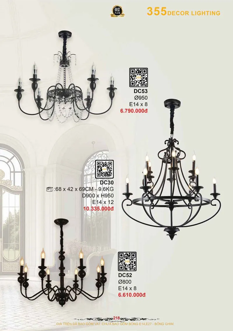 Catalogue Đèn Trang Trí 355 Decor 2026 - Trang 219)