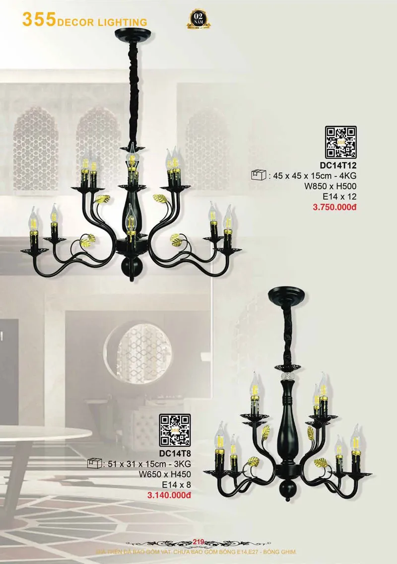 Catalogue Đèn Trang Trí 355 Decor 2026 - Trang 220)