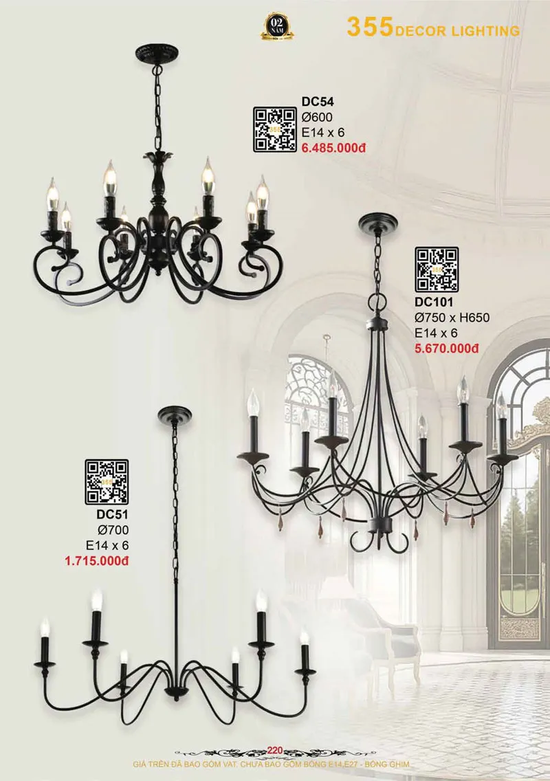 Catalogue Đèn Trang Trí 355 Decor 2026 - Trang 221)