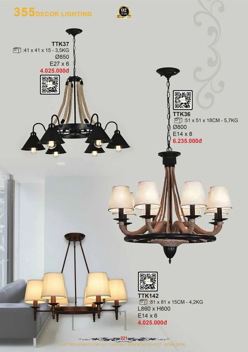 Catalogue Đèn Trang Trí 355 Decor 2026 - Trang 222)