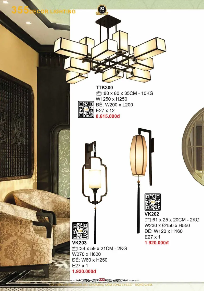 Catalogue Đèn Trang Trí 355 Decor 2026 - Trang 224)