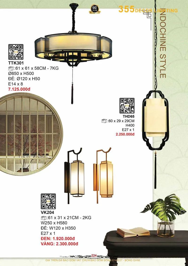 Catalogue Đèn Trang Trí 355 Decor 2026 - Trang 225)