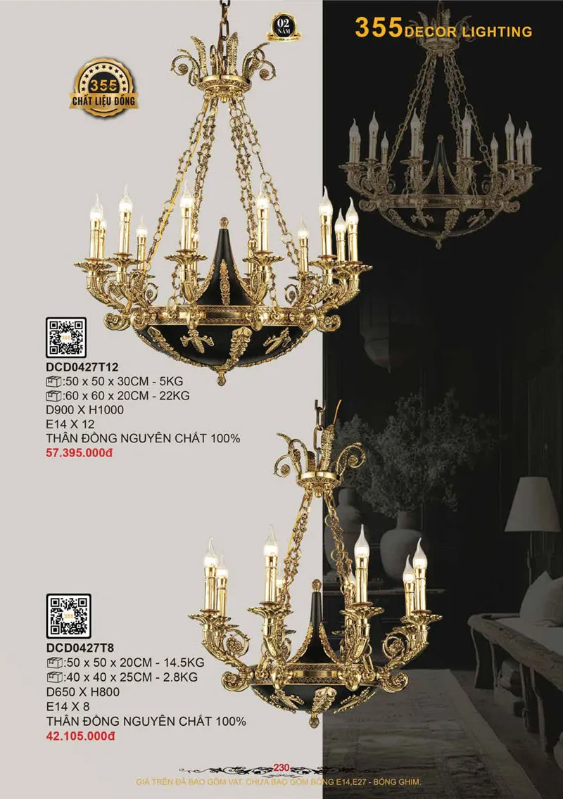 Catalogue Đèn Trang Trí 355 Decor 2026 - Trang 231)
