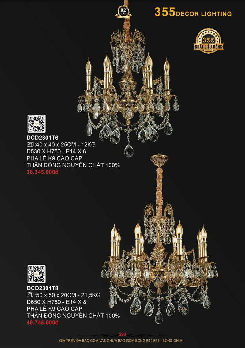 Catalogue Đèn Trang Trí 355 Decor 2026 - Trang 237)