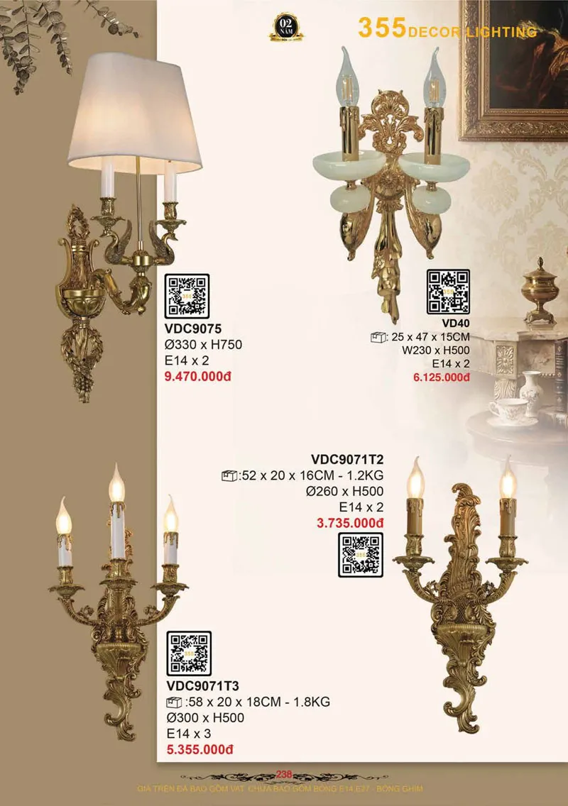 Catalogue Đèn Trang Trí 355 Decor 2026 - Trang 239)