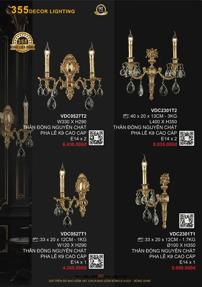 Catalogue Đèn Trang Trí 355 Decor 2026 - Trang 242)
