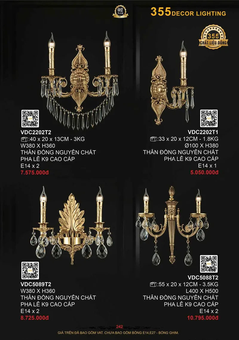 Catalogue Đèn Trang Trí 355 Decor 2026 - Trang 243)