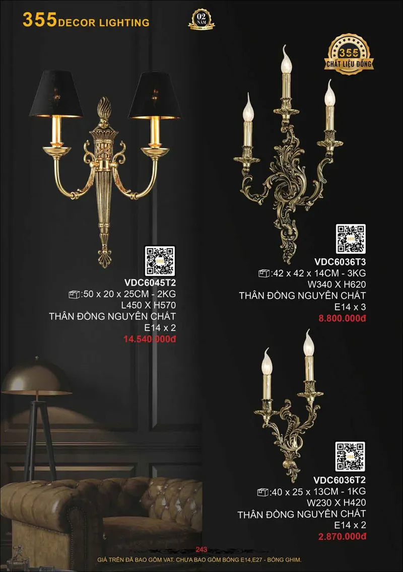 Catalogue Đèn Trang Trí 355 Decor 2026 - Trang 244)