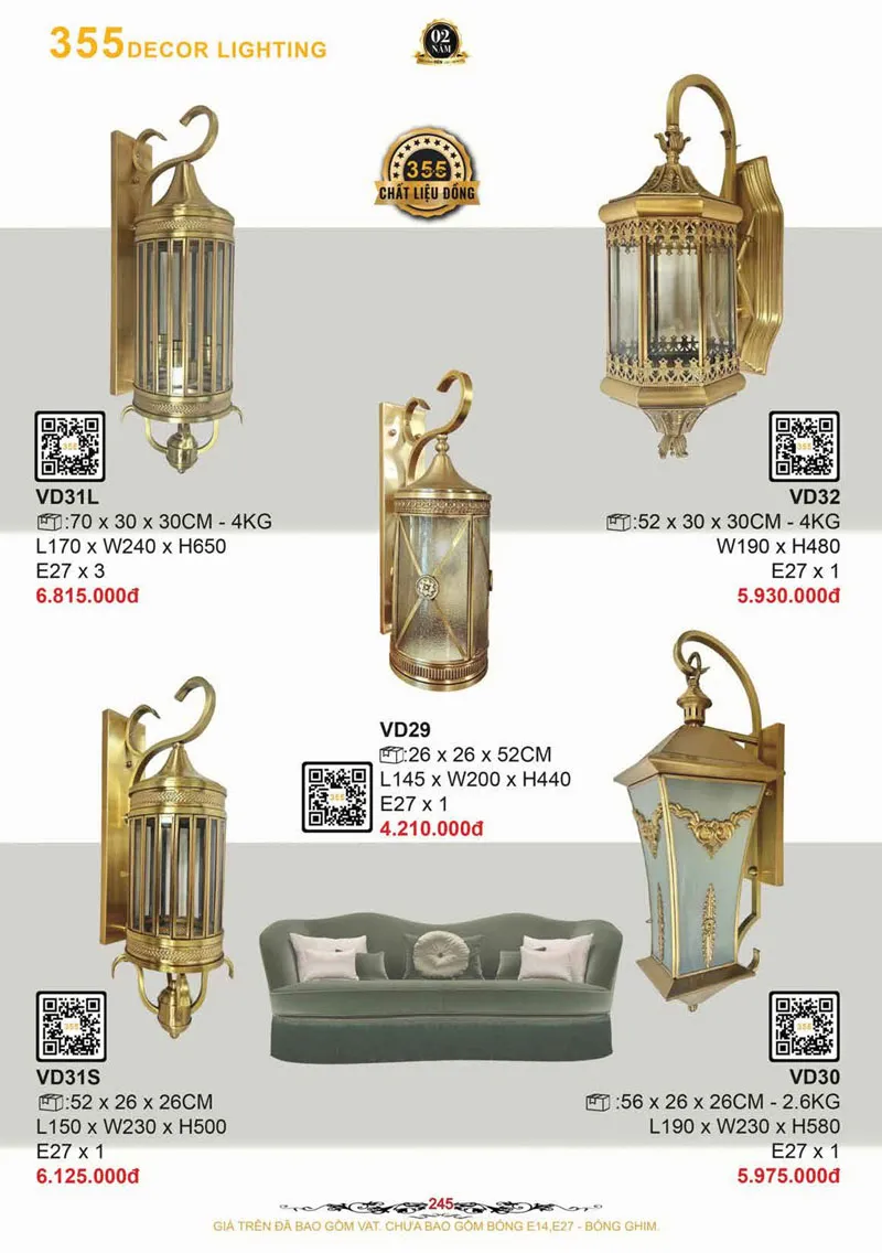 Catalogue Đèn Trang Trí 355 Decor 2026 - Trang 246)