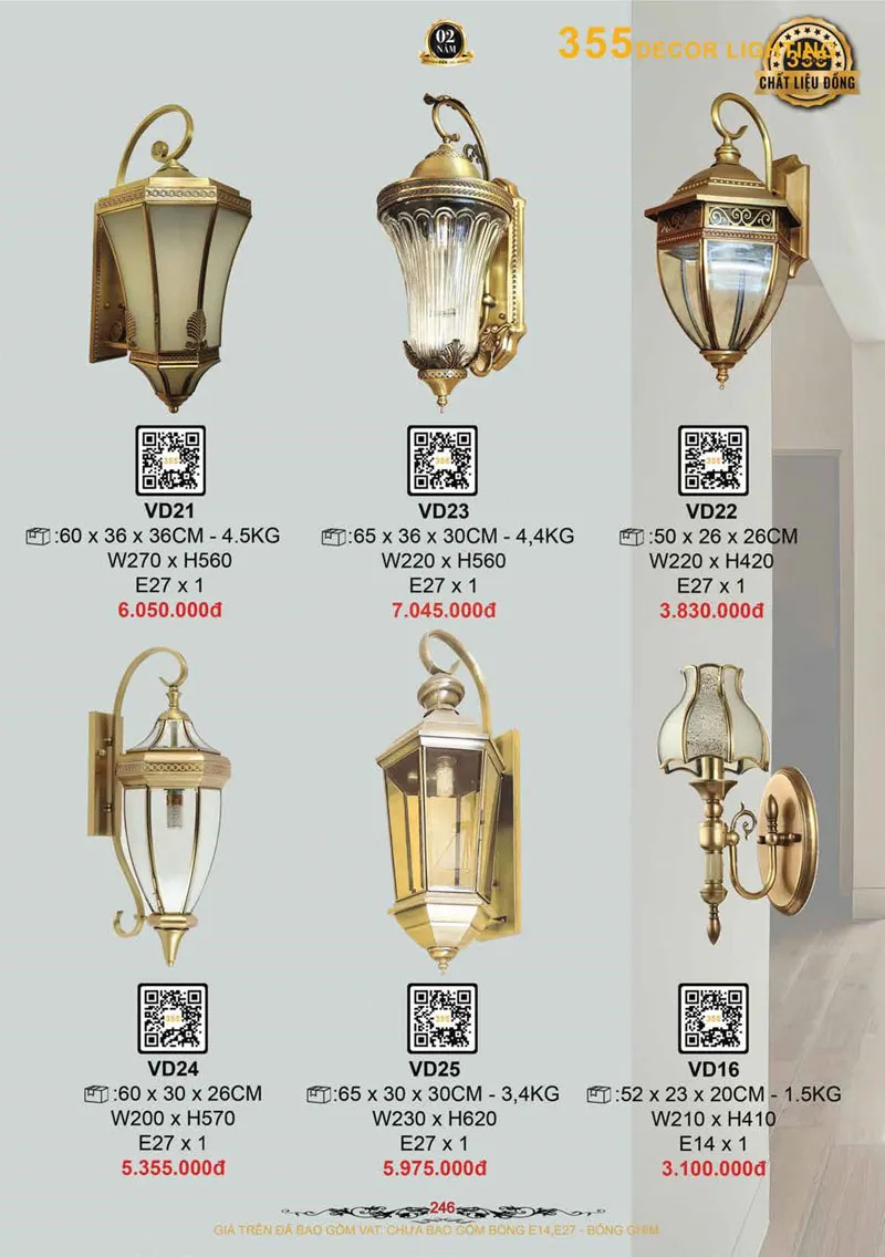 Catalogue Đèn Trang Trí 355 Decor 2026 - Trang 247)