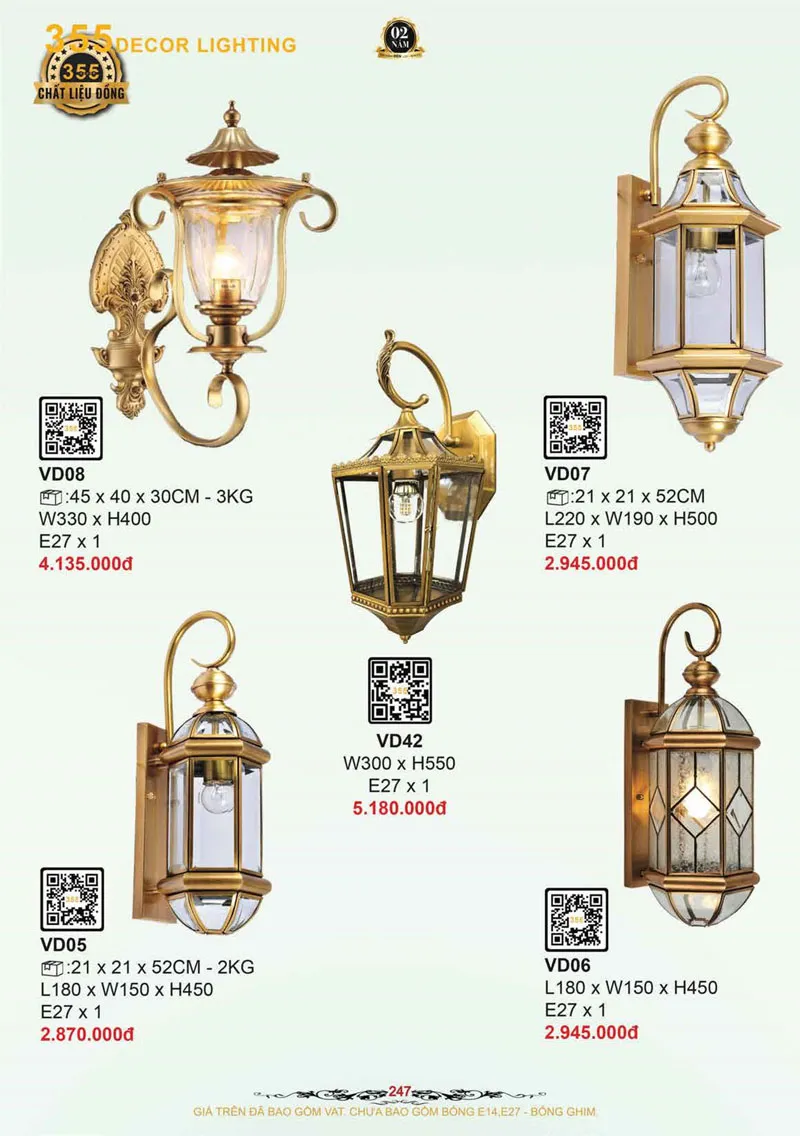 Catalogue Đèn Trang Trí 355 Decor 2026 - Trang 248)