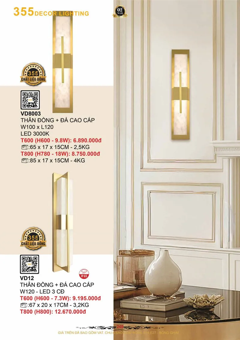 Catalogue Đèn Trang Trí 355 Decor 2026 - Trang 250)