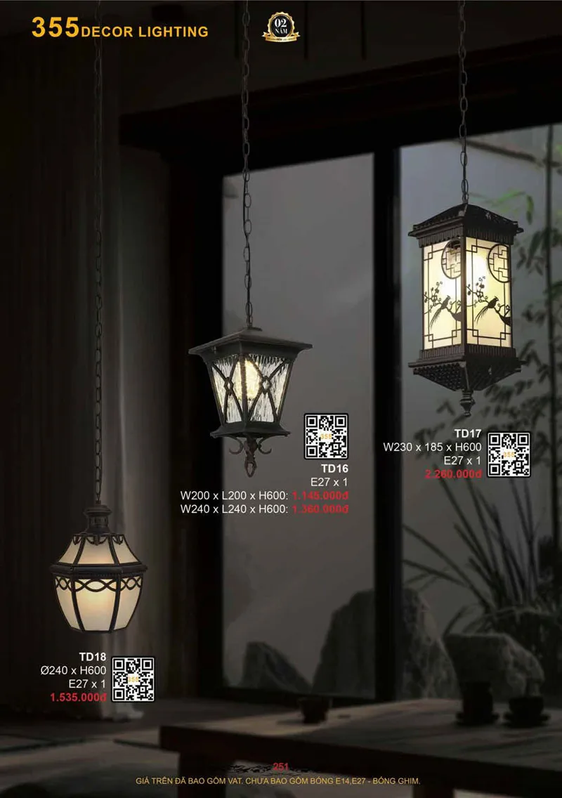 Catalogue Đèn Trang Trí 355 Decor 2026 - Trang 252)