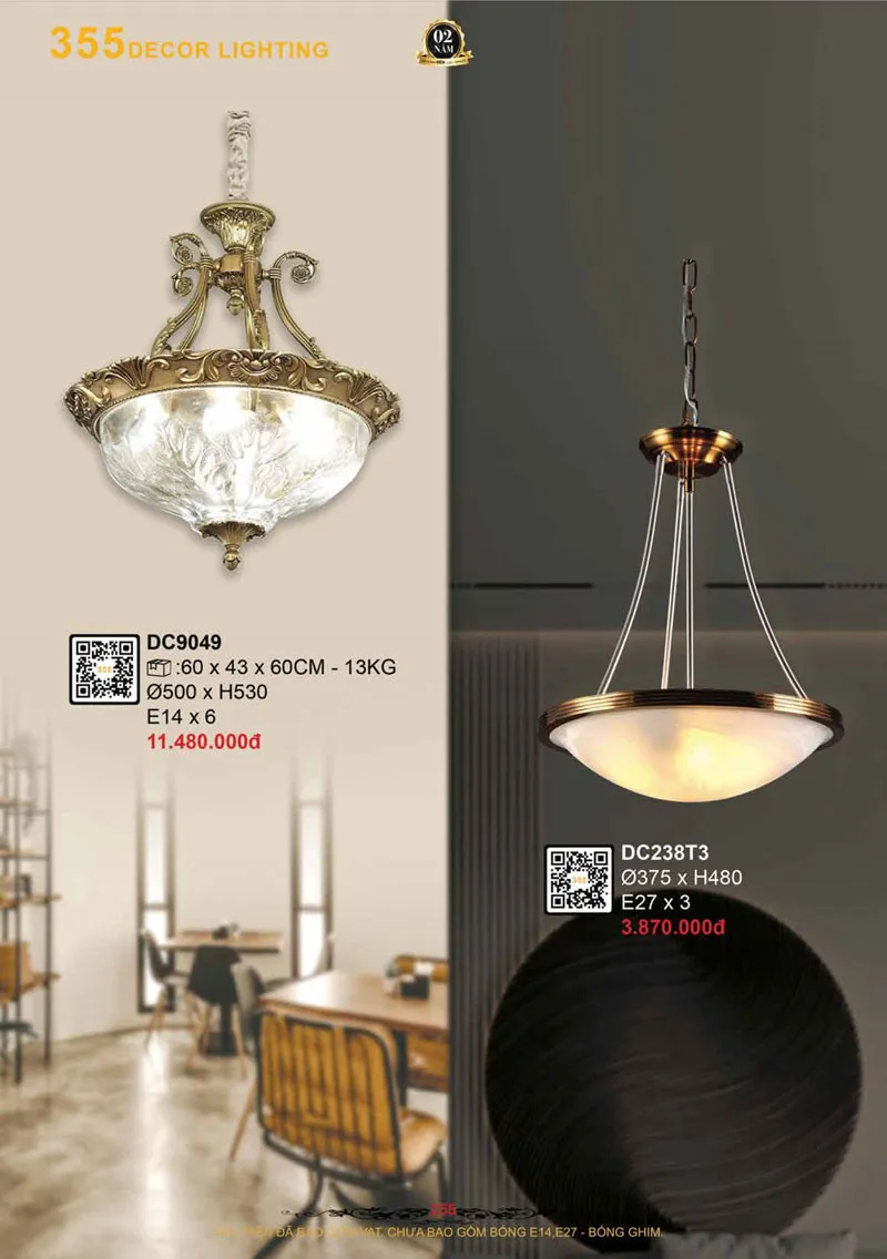 Catalogue Đèn Trang Trí 355 Decor 2026 - Trang 256)