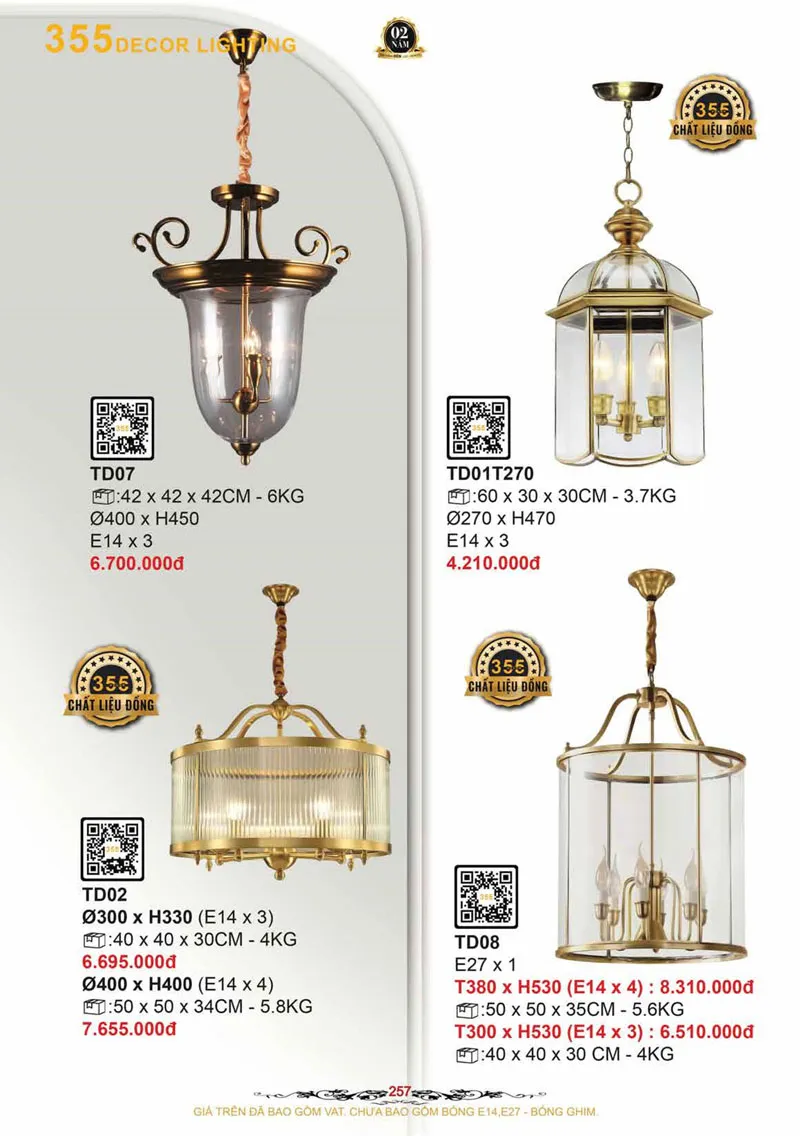 Catalogue Đèn Trang Trí 355 Decor 2026 - Trang 258)