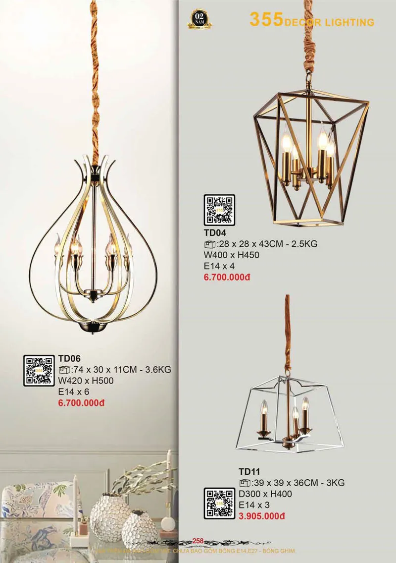 Catalogue Đèn Trang Trí 355 Decor 2026 - Trang 259)