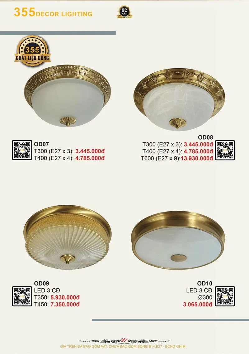 Catalogue Đèn Trang Trí 355 Decor 2026 - Trang 262)