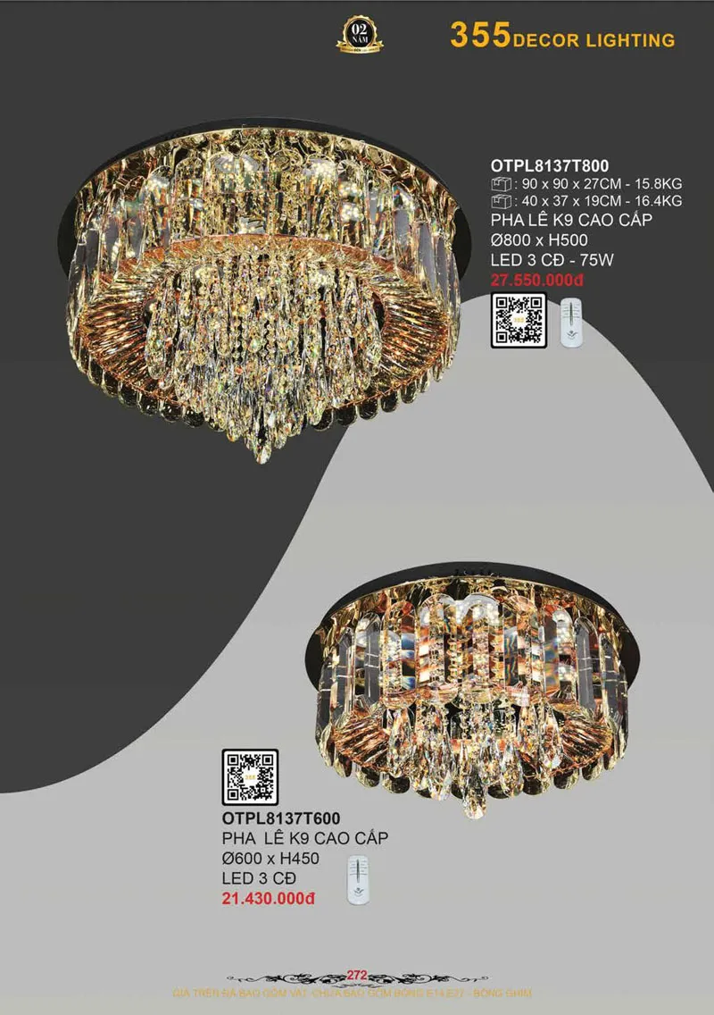 Catalogue Đèn Trang Trí 355 Decor 2026 - Trang 273)