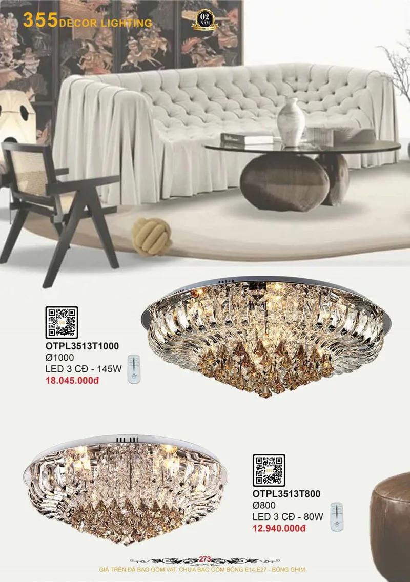 Catalogue Đèn Trang Trí 355 Decor 2026 - Trang 274)