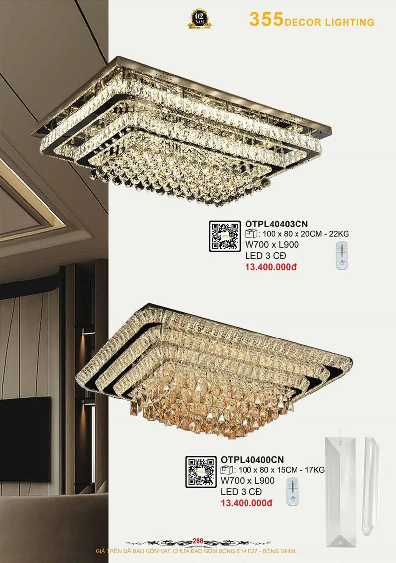 Catalogue Đèn Trang Trí 355 Decor 2026 - Trang 287)