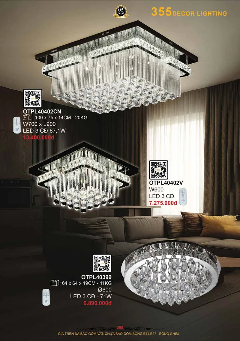Catalogue Đèn Trang Trí 355 Decor 2026 - Trang 289)
