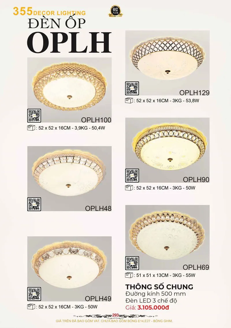 Catalogue Đèn Trang Trí 355 Decor 2026 - Trang 294)