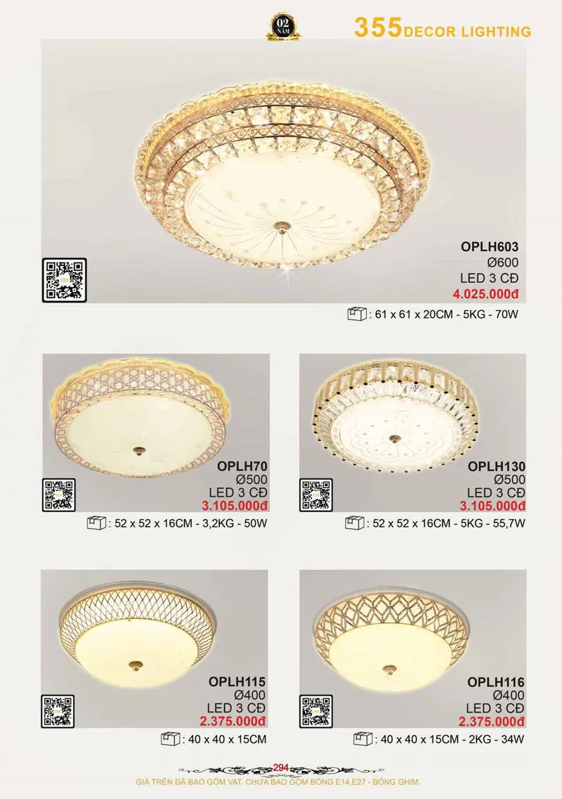 Catalogue Đèn Trang Trí 355 Decor 2026 - Trang 295)