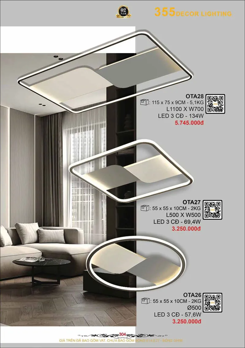 Catalogue Đèn Trang Trí 355 Decor 2026 - Trang 305)