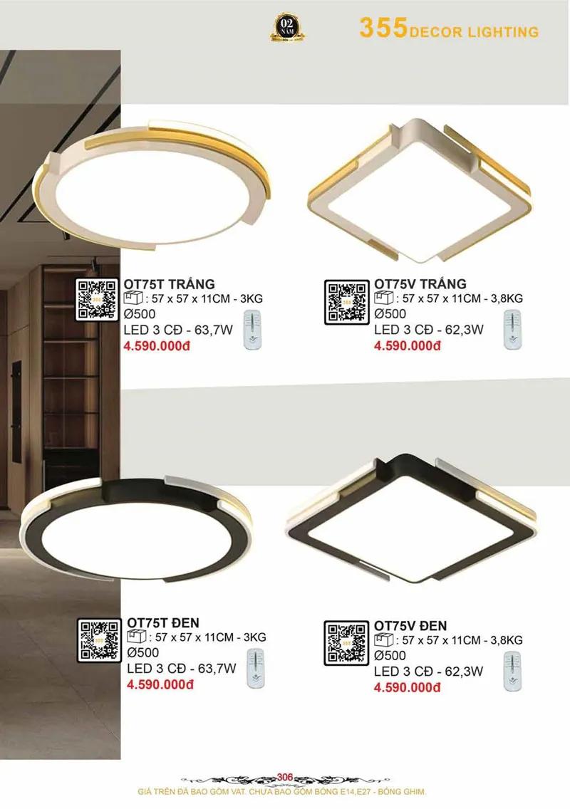 Catalogue Đèn Trang Trí 355 Decor 2026 - Trang 307)