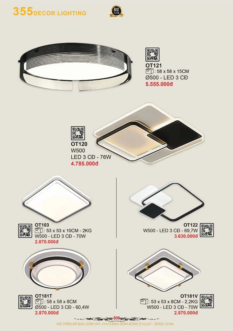 Catalogue Đèn Trang Trí 355 Decor 2026 - Trang 310)