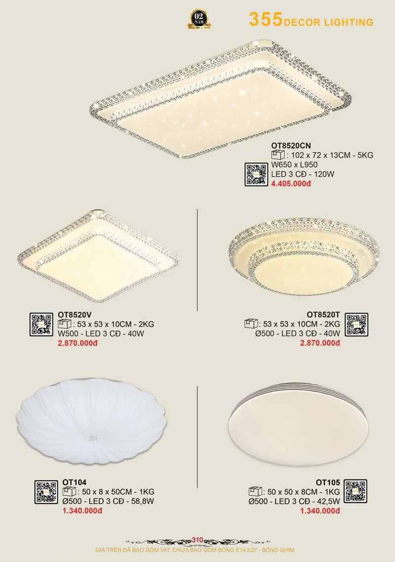 Catalogue Đèn Trang Trí 355 Decor 2026 - Trang 311)